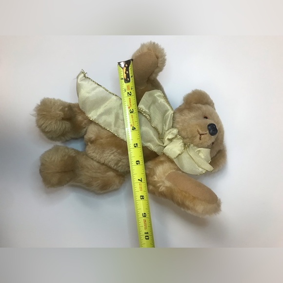 Vintage Jointed plush bear with gold scarf - Picture 7 of 7